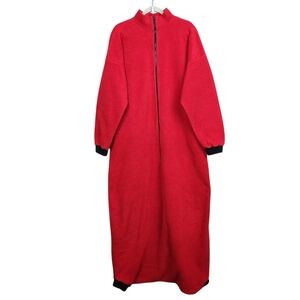 Land's End Vintage Red Black Fleece Wearable Blanket Onsie Mens Size OS Tall